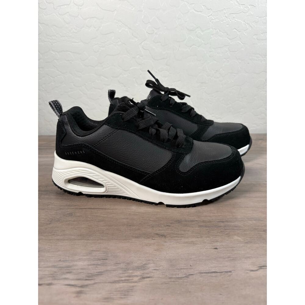 Skechers UNO SR Women's Black White Safety Composite Toe‎ Work Sneakers Size 7